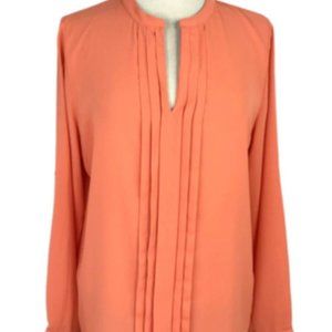 41 Hawthorn Salmon Pink Sheer Long Button Sleeve Blouse